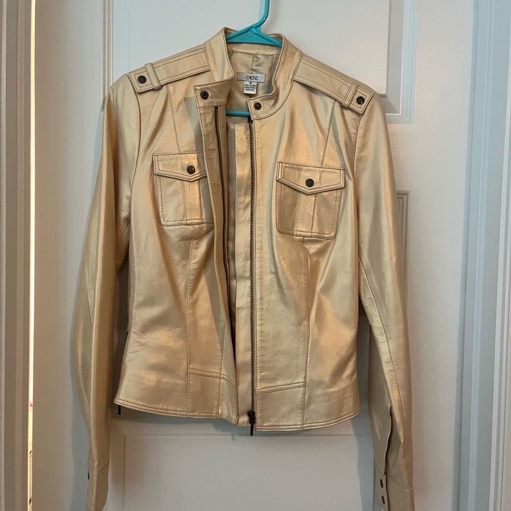 Cache' Rose Gold Leather Jacket
